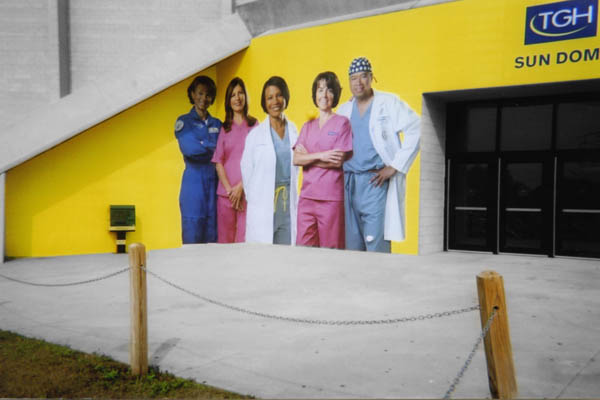 TGH Outdoors showing employees after Fran's makeup services were applied.